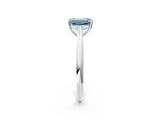 White gold Fancy Blue Emerald Cut Diamond Solitaire Engagement Ring with Cathedral Setting and Four-Prong Mount_109