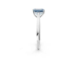 White gold Fancy Blue Emerald Cut Diamond Solitaire Engagement Ring with Cathedral Setting and Four-Prong Mount_162