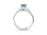 White gold Fancy Blue Emerald Cut Diamond Solitaire Engagement Ring with Cathedral Setting and Four-Prong Mount_163