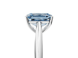 White gold Fancy Blue Emerald Cut Diamond Solitaire Engagement Ring with Cathedral Setting and Four-Prong Mount_165