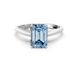 White gold Fancy Blue Emerald Cut Diamond Solitaire Engagement Ring with Cathedral Setting and Four-Prong Mount_24