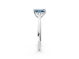White gold Fancy Blue Emerald Cut Diamond Solitaire Engagement Ring with Cathedral Setting and Four-Prong Mount_26