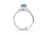 White gold Fancy Blue Emerald Cut Diamond Solitaire Engagement Ring with Cathedral Setting and Four-Prong Mount_27