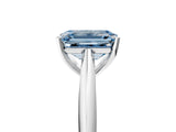 White gold Fancy Blue Emerald Cut Diamond Solitaire Engagement Ring with Cathedral Setting and Four-Prong Mount_29