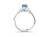 White gold Fancy Blue Emerald Cut Diamond Solitaire Engagement Ring with Cathedral Setting and Four-Prong Mount_50