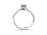 White gold Fancy Blue Emerald Cut Diamond Solitaire Engagement Ring with Classic Band and Four-Prong Setting_139
