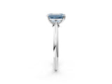 White gold Fancy Blue Emerald Cut Diamond Solitaire Engagement Ring with Classic Band and Four-Prong Setting_146