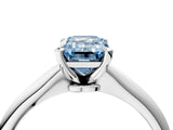 White gold Fancy Blue Emerald Cut Diamond Solitaire Engagement Ring with Classic Band and Four-Prong Setting_40