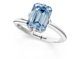 White gold Fancy Blue Emerald Cut Diamond Solitaire Engagement Ring with Four-Prong Setting and Classic Band_33