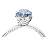White gold Fancy Blue Emerald Cut Diamond Solitaire Engagement Ring with Four-Prong Setting and Classic Band_36