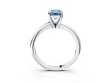 White gold Fancy Blue Emerald Cut Diamond Solitaire Engagement Ring with Round Band and Four-Prong Setting_234