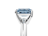 White gold Fancy Blue Emerald Cut Diamond Solitaire Engagement Ring with Round Band and Four-Prong Setting_236