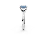 White gold Fancy Blue Emerald Cut Diamond Solitaire Engagement Ring with Round Band and Four-Prong Setting_238