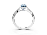 White gold Fancy Blue Emerald Cut Diamond Solitaire Engagement Ring with Twisted Pavé Band and Four-Prong Setting_95