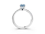 White gold Fancy Blue Emerald Cut Diamond Solitaire Pavé Engagement Ring with Round Band and Prong Setting_59