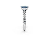 White gold Fancy Blue Emerald Cut Diamond Solitaire Pavé Engagement Ring with Round Band and Prong Setting_64