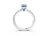 White gold Fancy Blue Emerald Cut Diamond Solitaire Pavé Engagement Ring with Round Band and Prong Setting_65