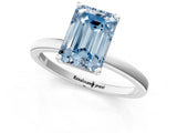 White gold Fancy Blue Emerald Cut Diamond Solitaire Ring with Classic Band and Four-Prong Setting_1