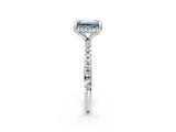 White gold Fancy Blue Emerald Cut Diamond Solitaire Ring with Four-Prong Setting and Pavé Band_5