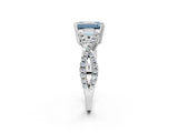 White gold Fancy Blue Emerald Cut Diamond Solitaire Ring with Four-Prong Setting and Twisted Pavé Band_53