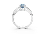 White gold Fancy Blue Emerald Cut Diamond Solitaire Ring with Four-Prong Setting and Twisted Pavé Band_54