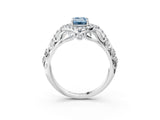 White gold Fancy Blue Emerald Cut Diamond Solitaire Ring with Hidden Halo and Pavé Band_60