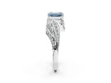 White gold Fancy Blue Emerald Cut Diamond Solitaire Ring with Prong Setting and Twisted Pavé Band_26