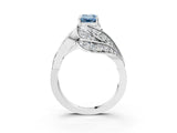 White gold Fancy Blue Emerald Cut Diamond Solitaire Ring with Prong Setting and Twisted Pavé Band_27