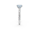 White gold Fancy Blue Emerald Cut Diamond Solitaire Ring with Shared Prong Pavé Band and Four-Prong Setting_72
