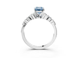 White gold Fancy Blue Emerald Cut Diamond Solitaire Ring with Side Stones and Four-Prong Setting_277