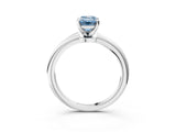 White gold Fancy Blue Emerald Cut Diamond Solitaire Ring with Six-Prong Setting and Classic Band_289