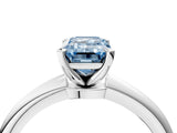 White gold Fancy Blue Emerald Cut Diamond Solitaire Ring with Six-Prong Setting and Classic Band_290