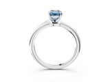 White gold Fancy Blue Emerald Cut Diamond Solitaire Ring with Six-Prong Setting and Classic Band_295