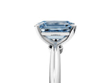 White gold Fancy Blue Emerald Cut Diamond Solitaire Ring with Six-Prong Setting and Classic Band_296