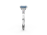White gold Fancy Blue Emerald  Cut Diamond Solitaire Ring with Tapered Baguette Accents and Four-Prong Setting_72