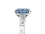 White gold Fancy Blue Emerald  Cut Diamond Solitaire Ring with Tapered Baguette Accents and Four-Prong Setting_75