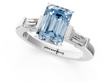 White gold Fancy Blue Emerald  Cut Diamond Solitaire Ring with Tapered Baguette Accents and Four-Prong Setting_78