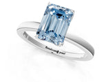 White gold Fancy Blue Emerald Cut Diamond Solitaire Ring with Thin Band and Prong Setting_27