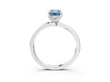 White gold Fancy Blue Emerald Cut Diamond Solitaire Ring with Thin Band and Prong Setting_29