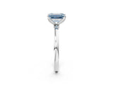White gold Fancy Blue Emerald Cut Diamond Solitaire Ring with Thin Band and Prong Setting_34