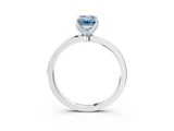 White gold Fancy Blue Emerald Cut Diamond Solitaire Ring with Thin Band and Prong Setting_35