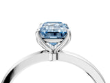 White gold Fancy Blue Emerald Cut Diamond Solitaire Ring with Thin Band and Prong Setting_36