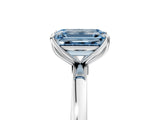 White gold Fancy Blue Emerald Cut Diamond Solitaire Ring with Thin Band and Prong Setting_37