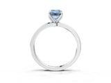 White gold Fancy Blue Emerald Cut Diamond Solitaire Ring with Thin Band and Prong Setting_65