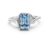 White gold Fancy Blue Emerald Cut Diamond Solitaire Ring with Twist Band and Four-Prong Setting_77