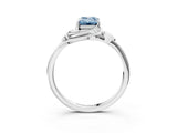 White gold Fancy Blue Emerald Cut Diamond Solitaire Ring with Twist Band and Four-Prong Setting_79