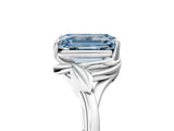 White gold Fancy Blue Emerald Cut Diamond Solitaire Ring with Twist Band and Four-Prong Setting_81