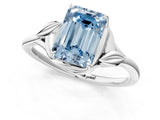White gold Fancy Blue Emerald Cut Diamond Solitaire Ring with Twist Band and Four-Prong Setting_82