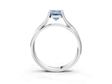 White gold Fancy Blue Emerald Cut Diamond Solitaire Twist Band Prong Setting Ring_82