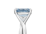 White gold Fancy Blue Emerald Cut Diamond Solitaire Twist Band Prong Setting Ring_84